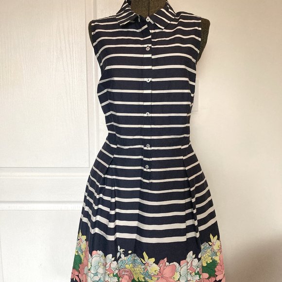 Tommy Hilfiger Pleated Sleeveless A-Line Dress With Button Closures, Size 14 - Picture 1 of 9